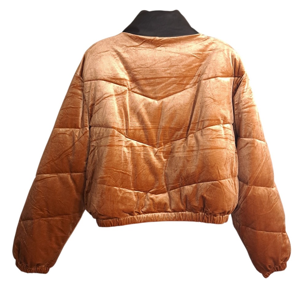 Celebrity Pink Women's Bronze Velvet Bomber Puffer Crop‎ Jacket XL Comfortable - Picture 10 of 10